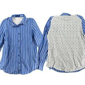 Harvey Faircloth Women's Button Down Boyfriend Shirt Striped Paisley Size 6 Boho